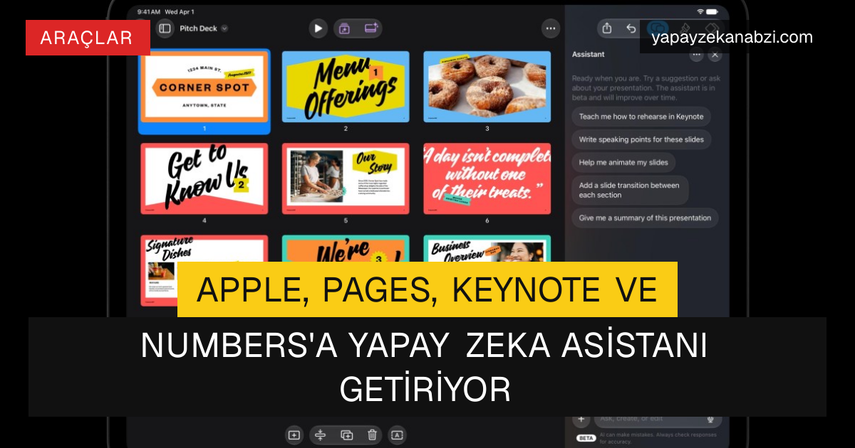 Apple, Pages, Keynote ve Numbers'a Yapay Zeka Asistanı Getiriyor